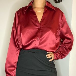 Red satin shirt